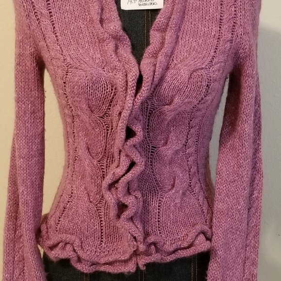 #159A N W/O T DKNY JEANS mauve alpaca cardigan Small - Picture 4 of 8
